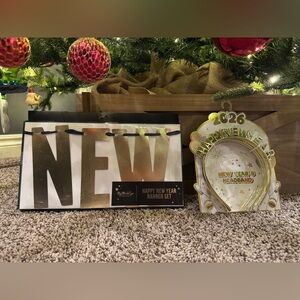 Happy New Year Party Decor Lot Banner + 6 Tiara Headbands (Gold And Silver)